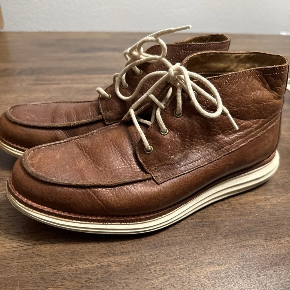Cole Haan Lunargrand Chukka Boots Men's 7 Chestnut Leather Lace-Up Ankle Boot 7M